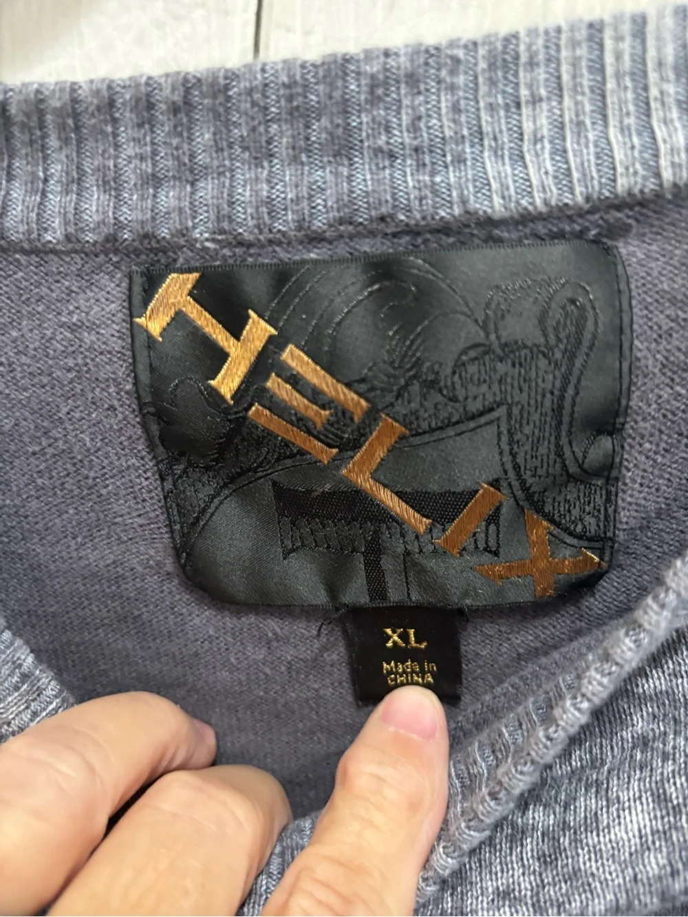 Helix men Washed Knit Crewneck Sweater - Gray